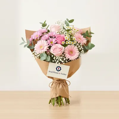 Seasonal Flower Bouquet in Pink Tones