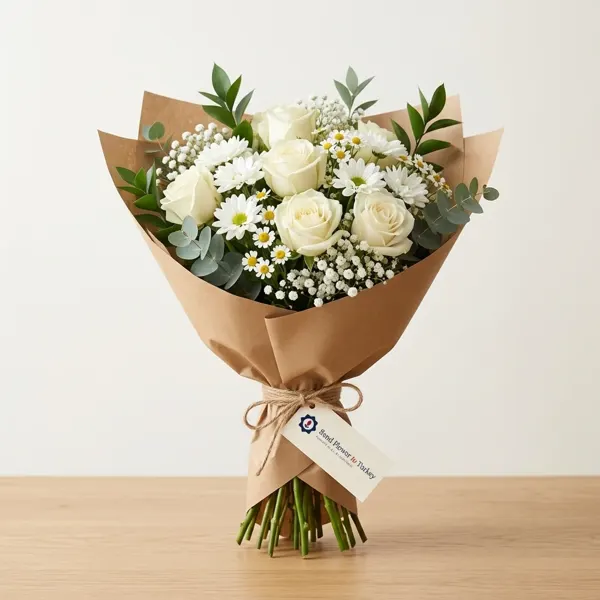Seasonal Flower Bouquet in White Tones
