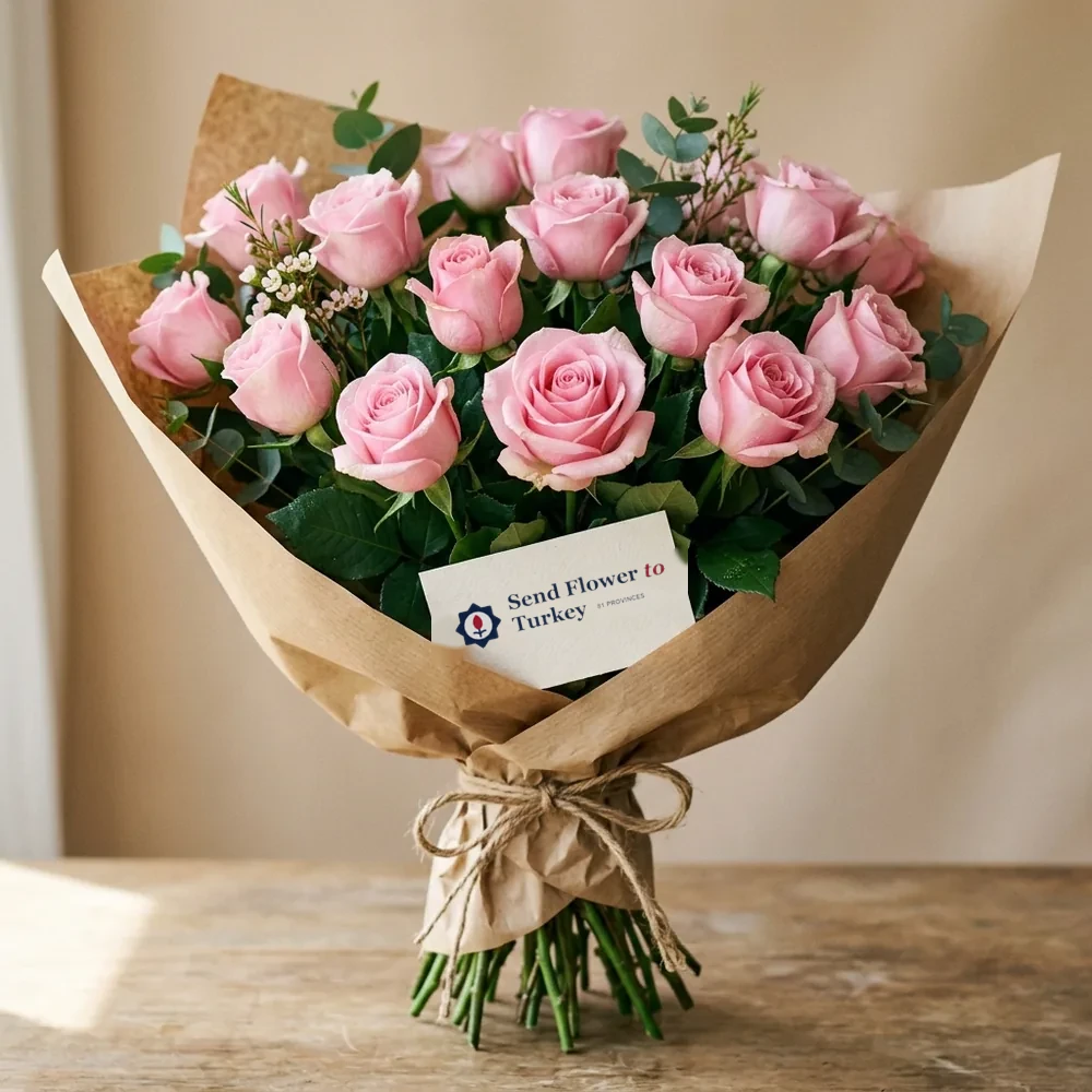 Bouquet of 15 Pink Roses