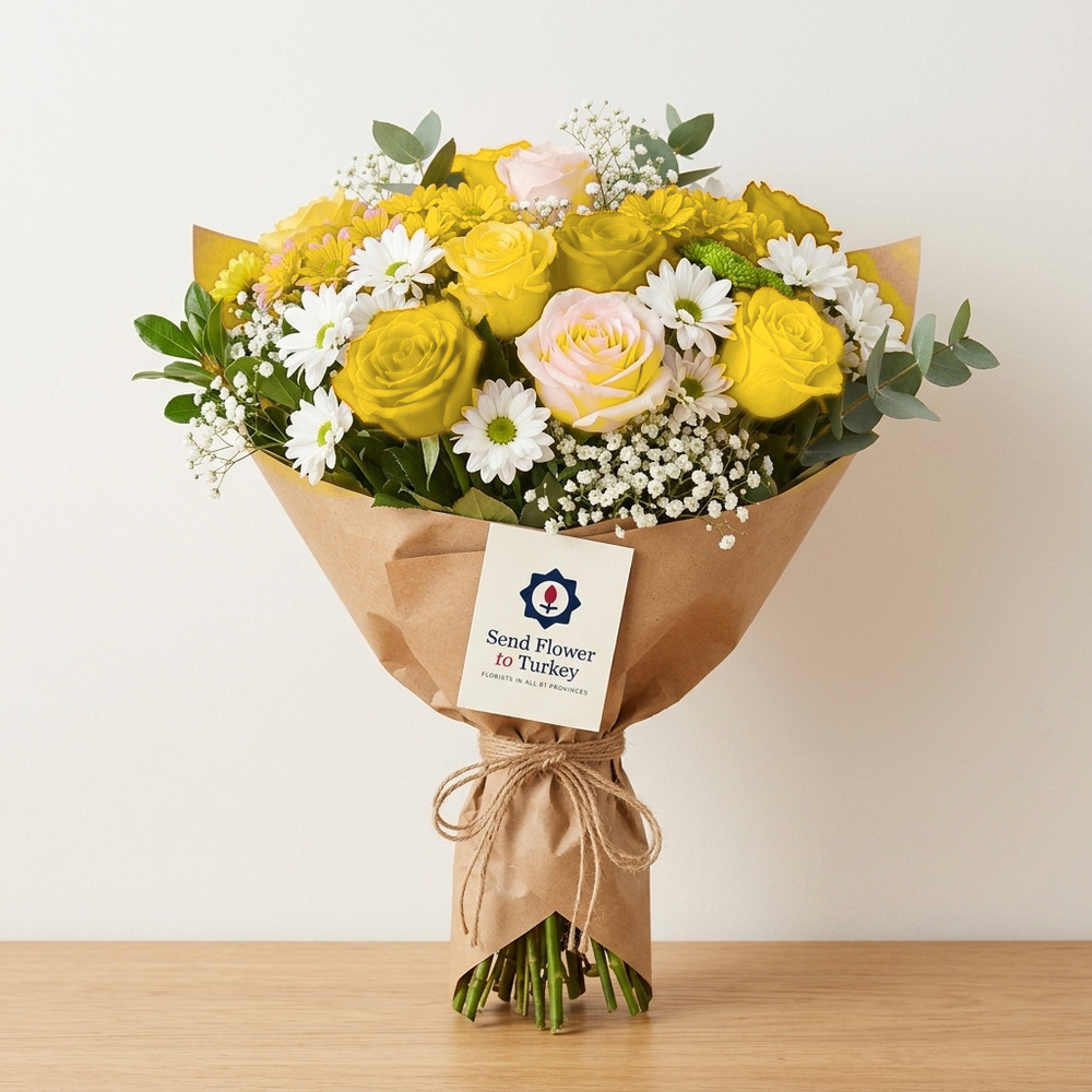 Seasonal Flower Bouquet in Yellow Tones